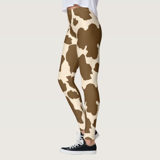 Leggings Points Brown Vache Imprimer Fermier Animaux de fer (Gauche)