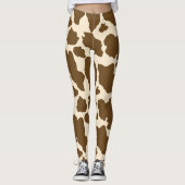 Leggings Points Brown Vache Imprimer Fermier Animaux de fer (Devant)
