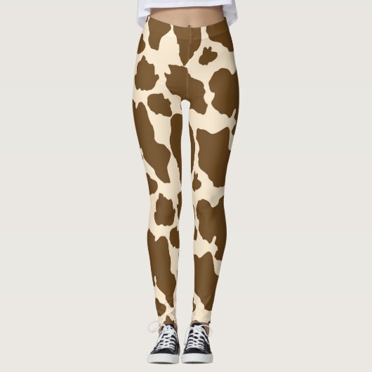 Leggings Points Brown Vache Imprimer Fermier Animaux de fer (Devant)