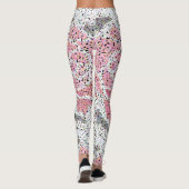 Leggings Points cercles pointillisme noir blanc rose rose f (Dos)