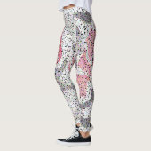 Leggings Points cercles pointillisme noir blanc rose rose f (Gauche)