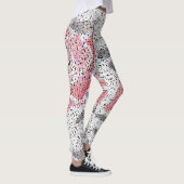 Leggings Points cercles pointillisme noir blanc rose rose f (Droite)