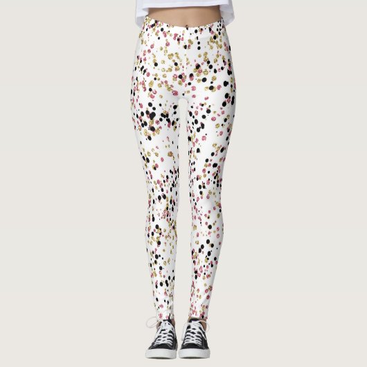 Leggings Points Confetti Noir Rose (Devant)