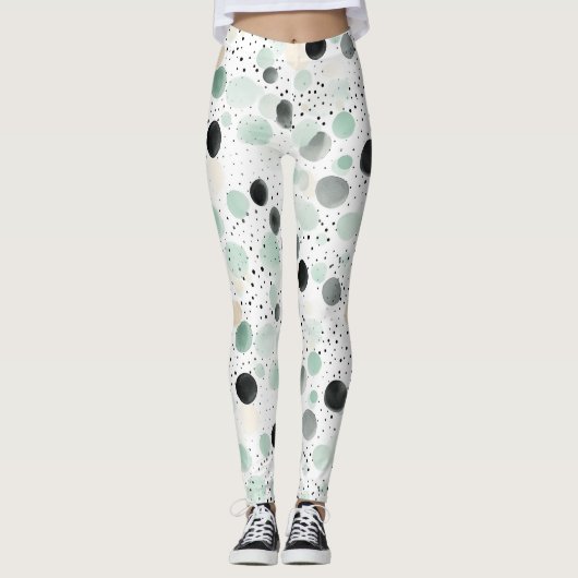 Leggings Points de Crème Noire Menthe Fantaisie (Devant)