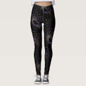 Leggings Points de lumière abstraits espace noir (Devant)