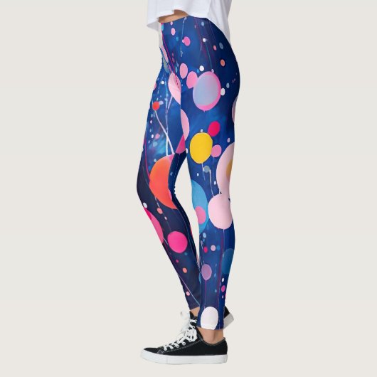 Leggings points de peinture couleur acryl sur sol bleu (Gauche)