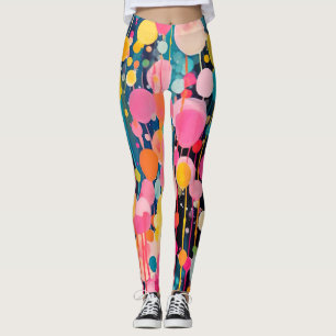 Leggings points de peinture couleur acryl sur sol noir