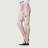 Leggings points de peinture couleur acryl sur sol rose doux (Gauche)