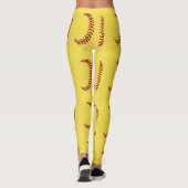 Leggings Points de softball en faux strass rouge avec texte (Dos)