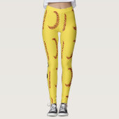 Leggings Points de softball en faux strass rouge avec texte (Devant)