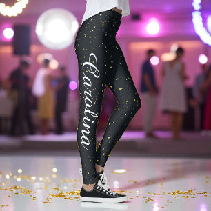Leggings Points Jaunes Noir Motif Chic