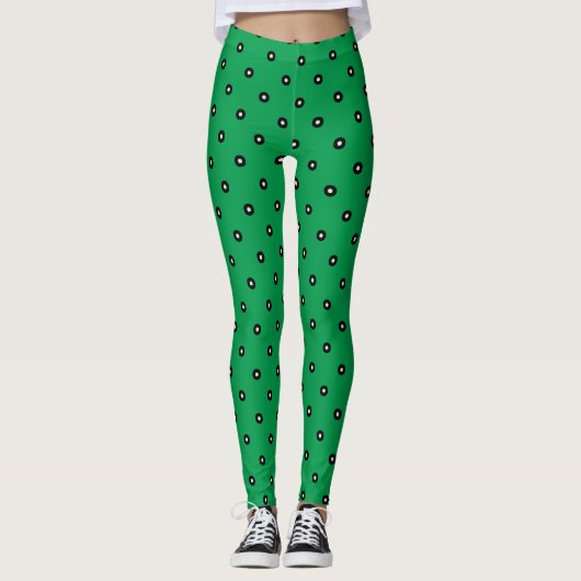 Leggings Points noirs/blancs sur Arrière - plan vert irland (Devant)