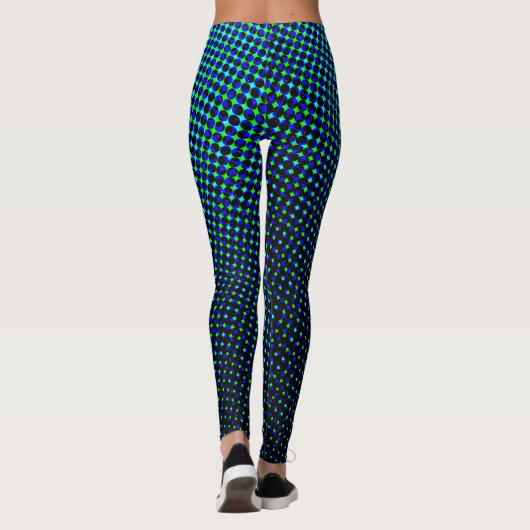 Leggings Points Pixel de demi-teinte géométrique bleu moder (Dos)
