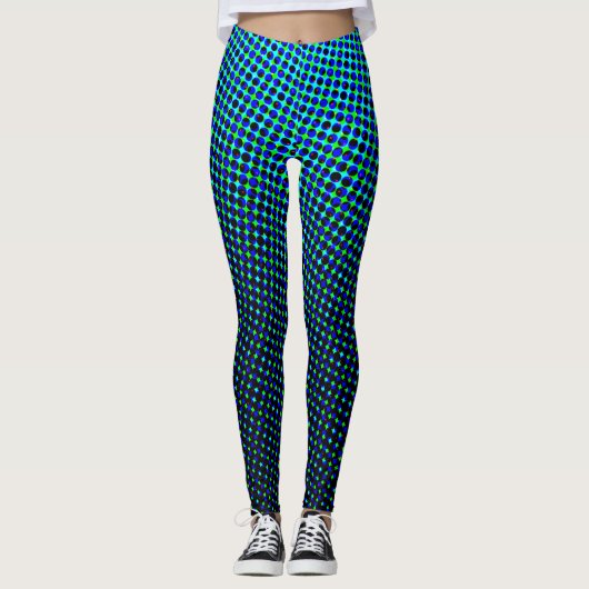 Leggings Points Pixel de demi-teinte géométrique bleu moder (Devant)