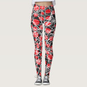 Leggings Points rouges abstraits et lignes blanches emmêlée (Devant)