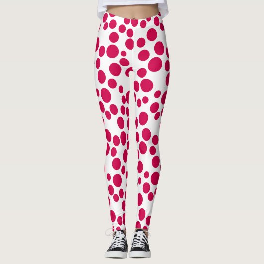 Leggings points rouges sur fond blanc (Devant)