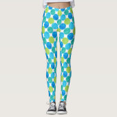 Leggings Points Turquoise Bleu Néon Vert Jumbo (Devant)