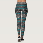 Leggings Points Turquoises noirs Zigzags Motif (Dos)