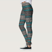 Leggings Points Turquoises noirs Zigzags Motif (Gauche)