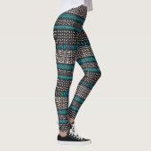 Leggings Points Turquoises noirs Zigzags Motif (Droite)