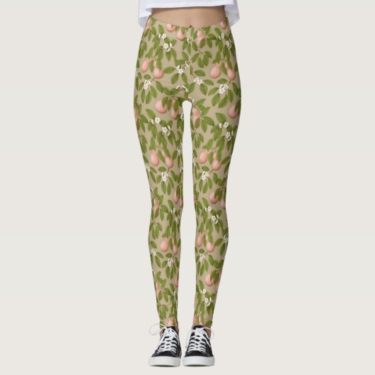 Leggings Poires roses (marron clair) (Devant)