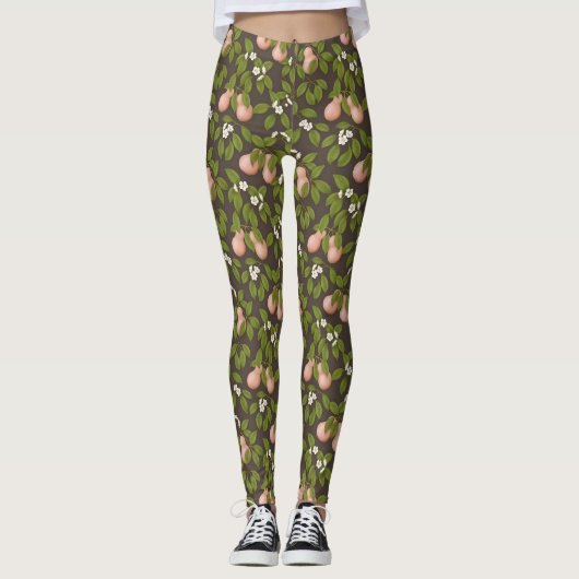 Leggings Poires roses (marron foncé) (Devant)