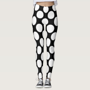Leggings Pois blanc grand sur le noir
