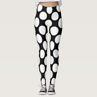 Leggings Pois blanc grand sur le noir