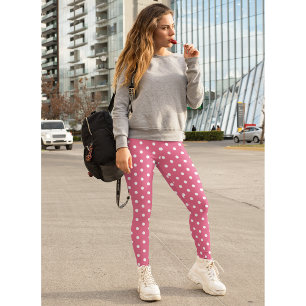 Leggings Pois blanc rose de mode Chic rétro