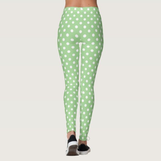 Leggings Pois blancs chic sur vert pour Customiser (Dos)