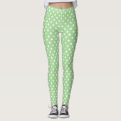 Leggings Pois blancs chic sur vert pour Customiser (Devant)