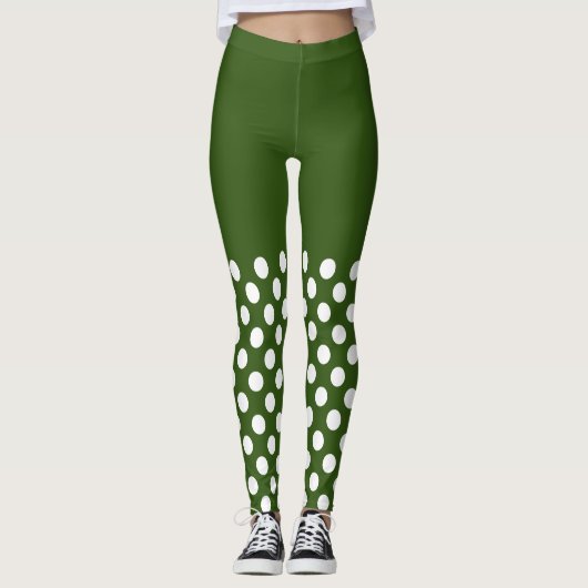 Leggings Pois blancs et verts (Devant)