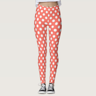 Leggings Pois blancs sur corail vivant