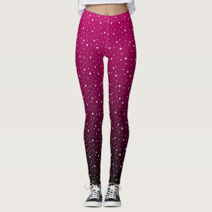 Leggings Pois blancs sur pourpre et dégradé noir.