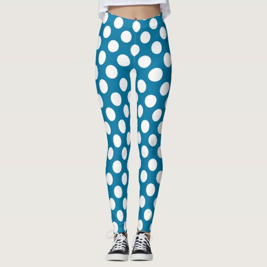 Leggings Pois bleus et blancs (Devant)