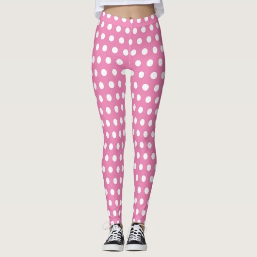 Leggings Pois chic rose et blanc (Devant)