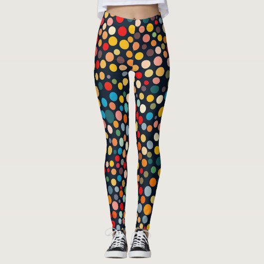 Leggings Pois colorés sur Arrière - plan foncé (Devant)