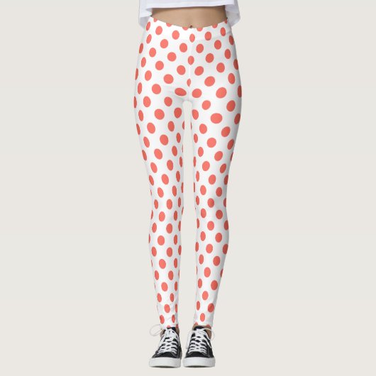 Leggings Pois de corail vivant sur blanc (Devant)