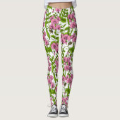 Leggings Pois doux et bourdons, rose, vert et blanc (Devant)