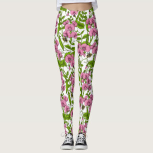 Leggings Pois doux et bourdons, rose, vert et blanc