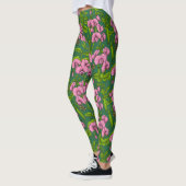 Leggings Pois doux et bourdons, vert et rose (Gauche)