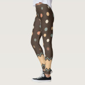Leggings Pois en pastel de rose et de vert sur le brun (Gauche)