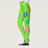 Leggings Pois et fleurs rose vif (Gauche)