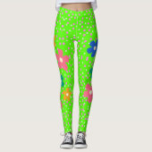 Leggings Pois et fleurs rose vif (Devant)