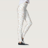Leggings Pois et marguerites 2 - Blanc, Sable et Palm Green (Droite)