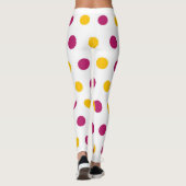 Leggings Pois jaune pourpre sur blanc, mignon et à la mode (Dos)