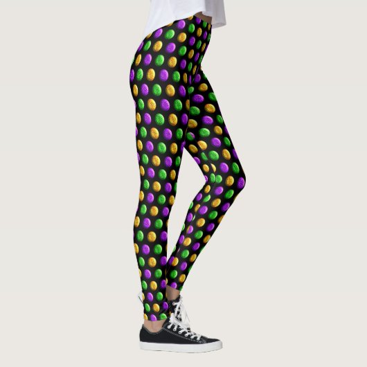 Leggings Pois jaune pourpre vert Noir Mardi Gras (Droite)