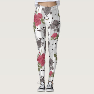 Leggings Pois motif vintage rétro roses rouges sans soudure