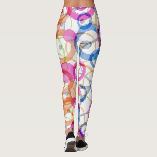 Leggings Pois multicolores, cercles sur un blanc (Dos)