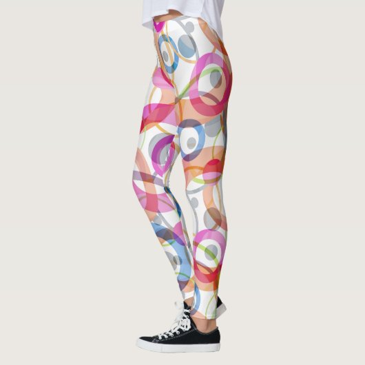 Leggings Pois multicolores, cercles sur un blanc (Gauche)